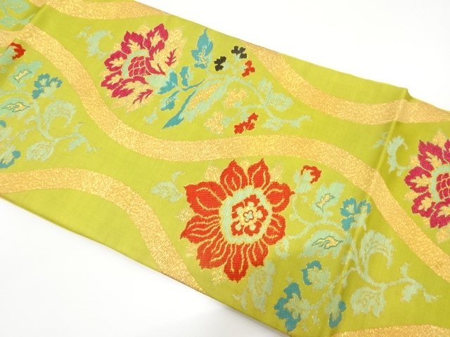 JAPANESEKIMONO / ANTIQUE TACHIUMI / TANG FLOWER PATTERN WEAVE NAGOYA O